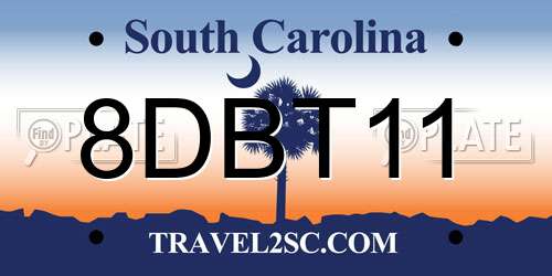 8DBT11 South Carolina License Plate