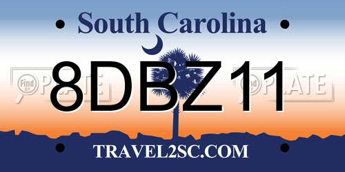 8DBZ11 South Carolina License Plate