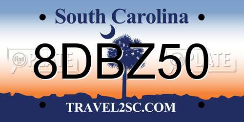8DBZ50 South Carolina License Plate