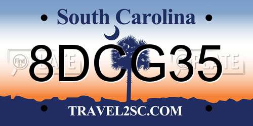 8DCG35 South Carolina License Plate