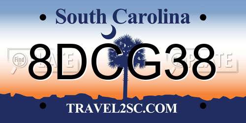8DCG38 South Carolina License Plate