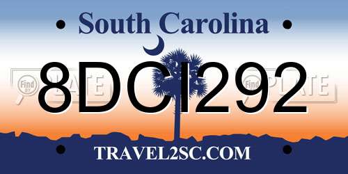 8DCI292 South Carolina License Plate