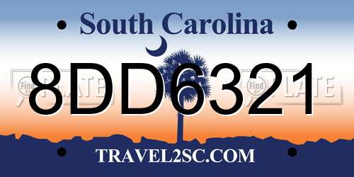 8DD6321 South Carolina License Plate