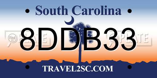 8DDB33 South Carolina License Plate