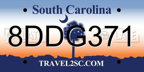 8DDG371 South Carolina License Plate
