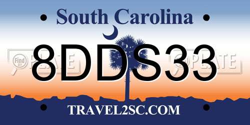 8DDS33 South Carolina License Plate