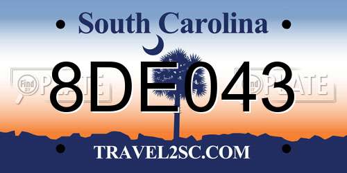 8DE043 South Carolina License Plate