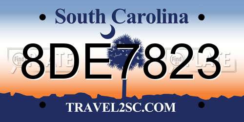 8DE7823 South Carolina License Plate