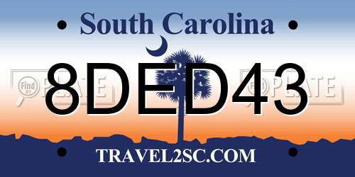 8DED43 South Carolina License Plate