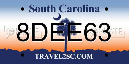 8DEE63 South Carolina License Plate