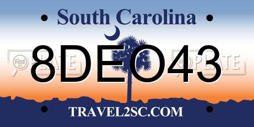 8DEO43 South Carolina License Plate