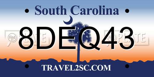 8DEQ43 South Carolina License Plate