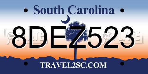 8DEZ523 South Carolina License Plate