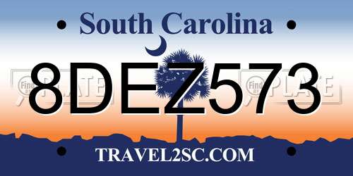 8DEZ573 South Carolina License Plate