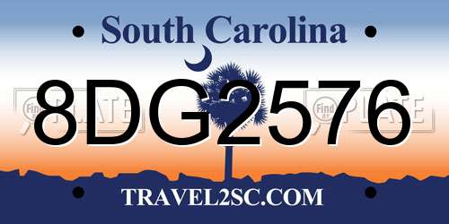 8DG2576 South Carolina License Plate