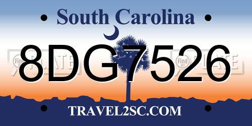 8DG7526 South Carolina License Plate