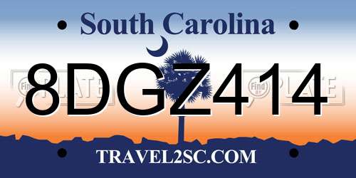 8DGZ414 South Carolina License Plate