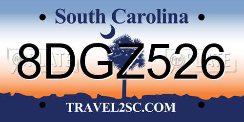 8DGZ526 South Carolina License Plate