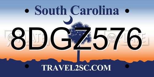 8DGZ576 South Carolina License Plate