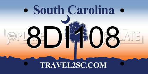 8DI108 South Carolina License Plate