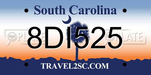 8DI525 South Carolina License Plate