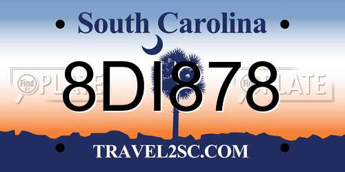 8DI878 South Carolina License Plate