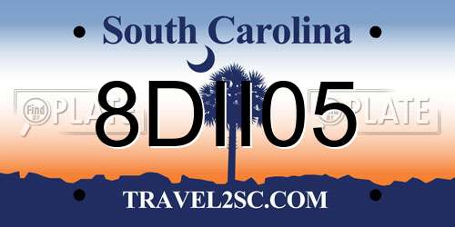 8DII05 South Carolina License Plate