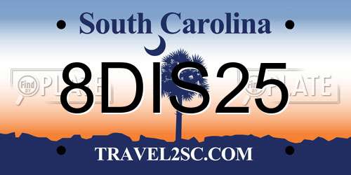 8DIS25 South Carolina License Plate