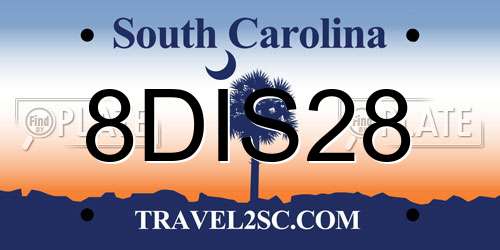8DIS28 South Carolina License Plate