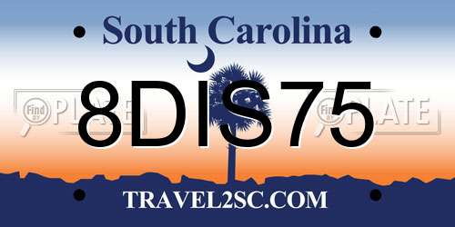8DIS75 South Carolina License Plate