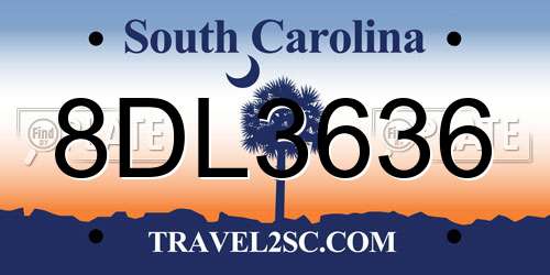 8DL3636 South Carolina License Plate