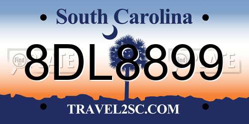 8DL8899 South Carolina License Plate