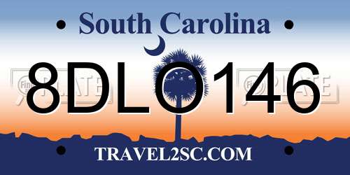 8DLO146 South Carolina License Plate