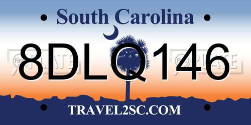 8DLQ146 South Carolina License Plate