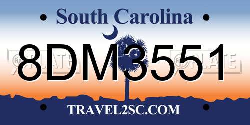 8DM3551 South Carolina License Plate