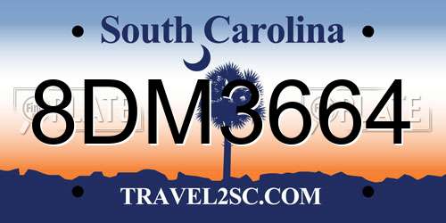 8DM3664 South Carolina License Plate