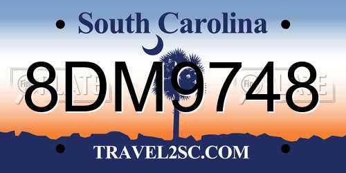 8DM9748 South Carolina License Plate