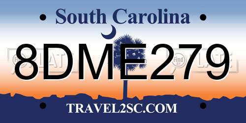 8DME279 South Carolina License Plate