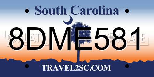 8DME581 South Carolina License Plate