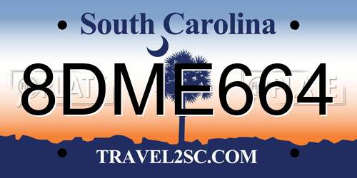 8DME664 South Carolina License Plate