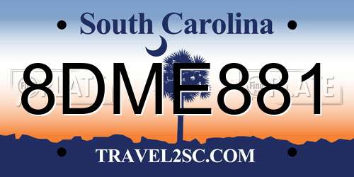 8DME881 South Carolina License Plate