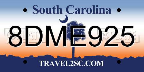 8DME925 South Carolina License Plate