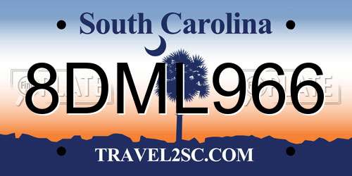 8DML966 South Carolina License Plate