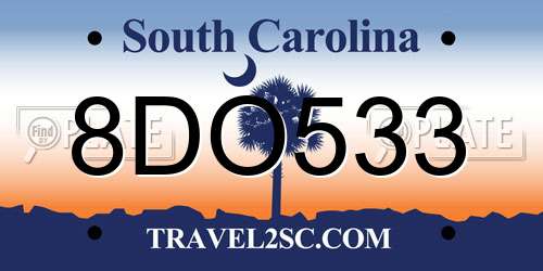 8DO533 South Carolina License Plate