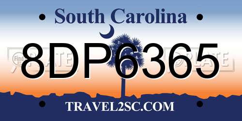 8DP6365 South Carolina License Plate