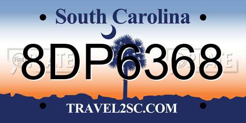 8DP6368 South Carolina License Plate