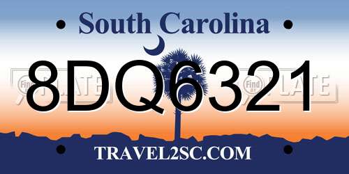 8DQ6321 South Carolina License Plate