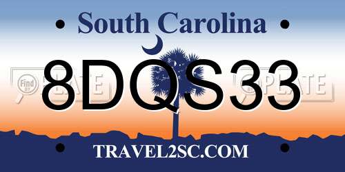 8DQS33 South Carolina License Plate