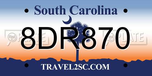 8DR870 South Carolina License Plate