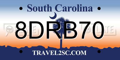 8DRB70 South Carolina License Plate